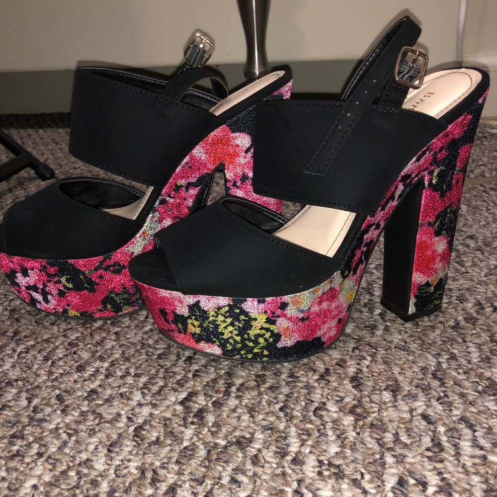 Black and Floral Heels